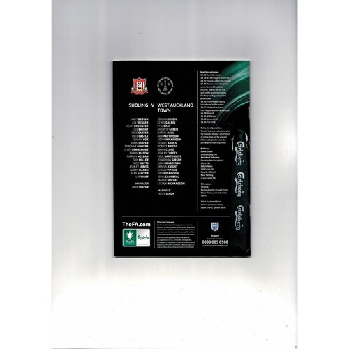 2014 Sholing v West Auckland Town Vase Final Football Programme