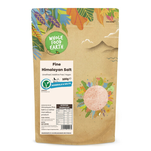 Fine Himalayan Pink Salt by Whole Food Earth 500g
