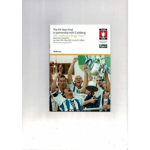 2003 Sudbury v Brigg Town Vase Final Football Programme & Team Sheet
