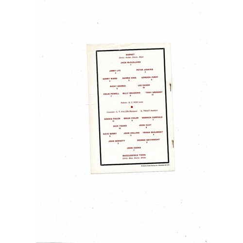 1969/70 Barnet v Macclesfield Town Trophy Semi Final Football programme