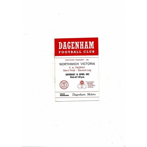 1982/83 Dagenham v Northwich Victoria Trophy Semi Final Football Programme