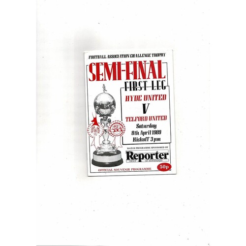 1988/89 Hyde United v Telford United Trophy Semi Final Football Programme