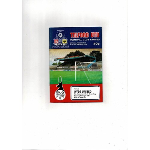 1988/89 Telford United v Hyde United Trophy Semi Final Football Programme
