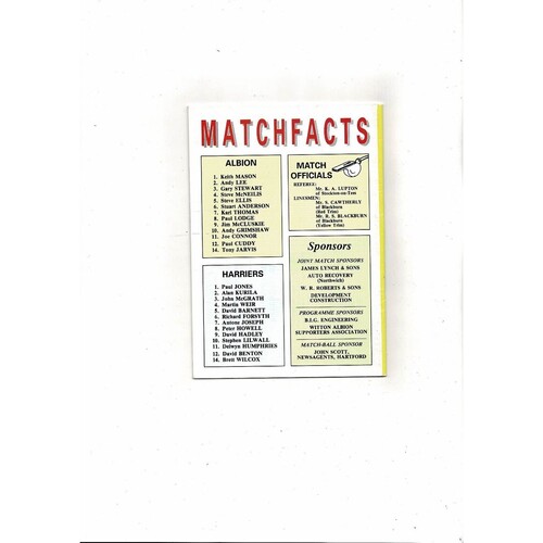 1990/91 Witton Albion v Kidderminster Trophy Semi Final Football Programme