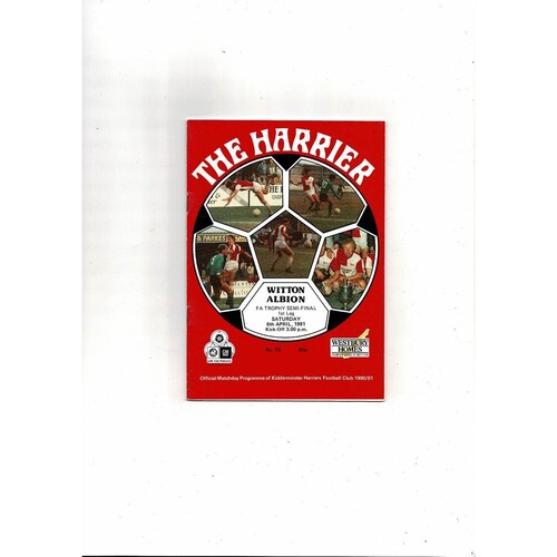 1990/91 Kidderminster Harriers v Witton Albion Trophy Semi Final Football Programme