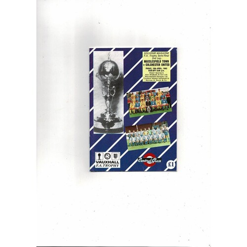 1991/92 Macclesfield v Colchester United Trophy Semi Final Football Programme