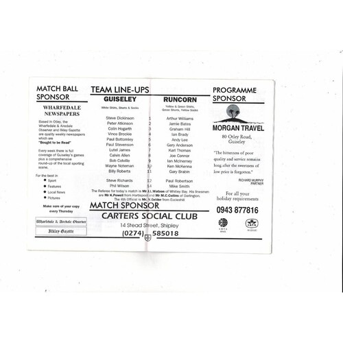 1993/94 Guiseley v Runcorn Trophy Semi Final Football Programme