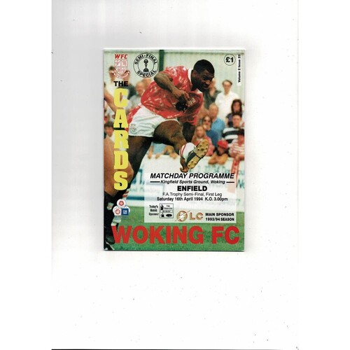 1993/94 Woking v Enfield Trophy Semi Final Football Programme