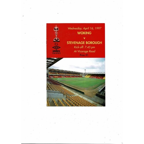 1996/97 Woking v Stevenage Trophy Semi Final Replay Football Programme