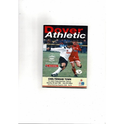1997/98 Dover Athletic v Cheltenham Trophy Semi Final Football Programme