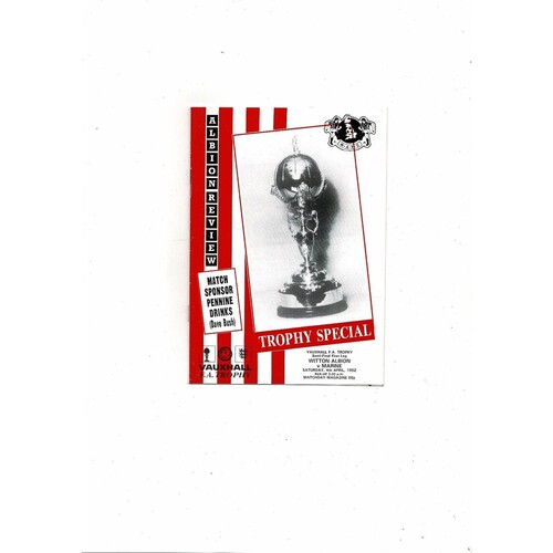 1991/92 Witton Albion v Marine Trophy Semi Final Football Programme