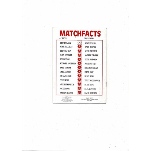 1991/92 Witton Albion v Marine Trophy Semi Final Football Programme