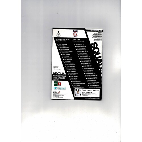 2008/09 Telford United v York Trophy Semi Final Football Programme