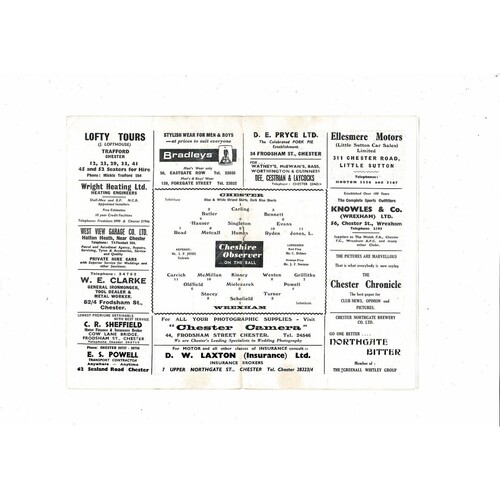 1966/67 Chester v Wrexham Welsh Cup Semi Final Football Programme