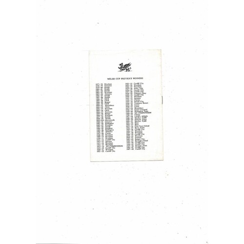 1969/70 Hereford United v Chester Welsh Cup Semi Final Football Programme