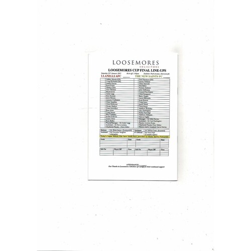 2011 Llanelli v New Saints Welsh League Cup Final Football Programme