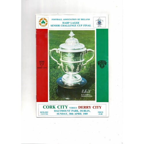 1989 Cork City v Derry City FAI Cup Final Football Programme