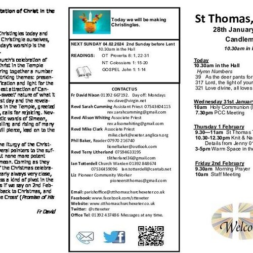 Pew Sheet | The Parish of St Thomas, Exeter