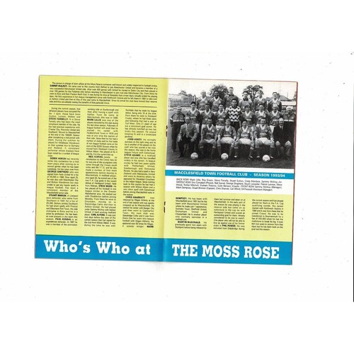 Crewe Alexandra v Macclesfield Town FA Cup Football Programme 1993/94