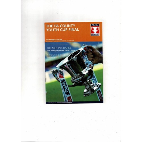 West Riding v Suffolk FA County Youth Cup Final Programme 2007 @ Bradford City