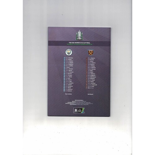 2019 Manchester City v West Ham United Women's FA Cup FInal Football Programme