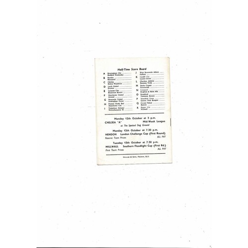 1959/60 West Ham United v Luton Town Football Programme