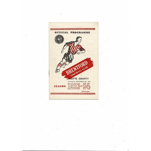 1953/54 Brentford v Notts County Football Programme