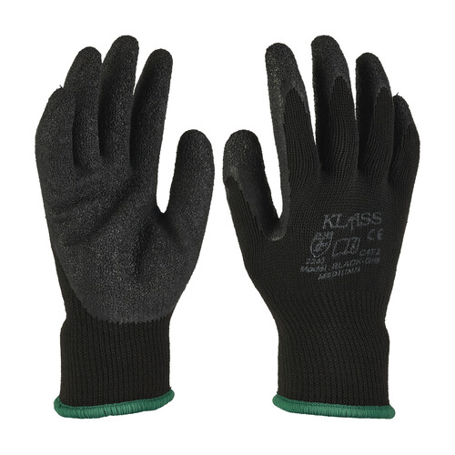 Klass Black Grip Glove with black latex grip coating