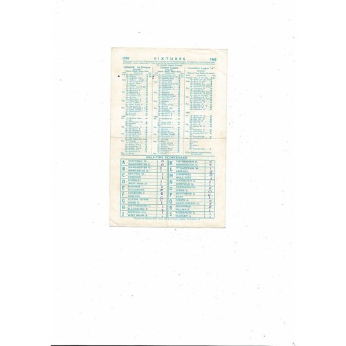 Manchester City v Sheffield Wednesday Central League Football Programme 1959/60