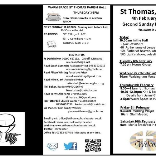 Pew Sheet | The Parish of St Thomas, Exeter