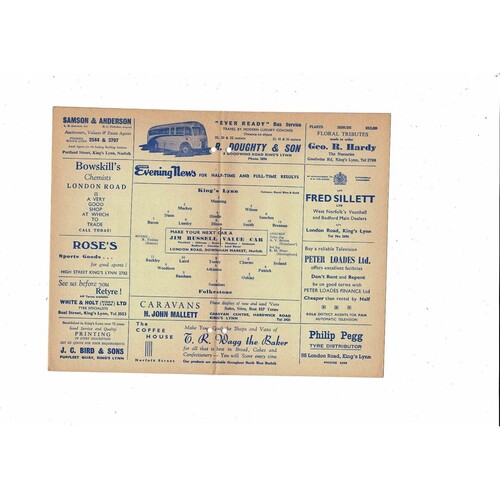 1961/62 Kings Lynn v Folkestone Southern League Football Programme