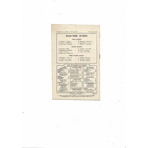 1950/51 Chelsea v Arsenal Football Programme