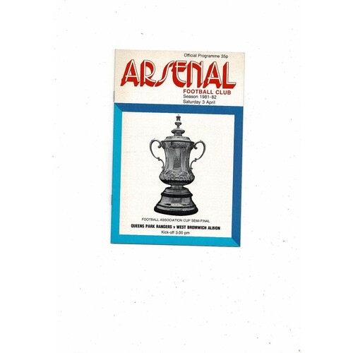 1982 Queens Park Rangers v West Bromwich Albion FA Cup Semi Final Football Programme
