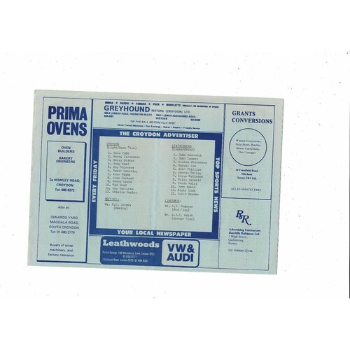 Croydon v Leatherhead FA Cup Football Programme 1979/80