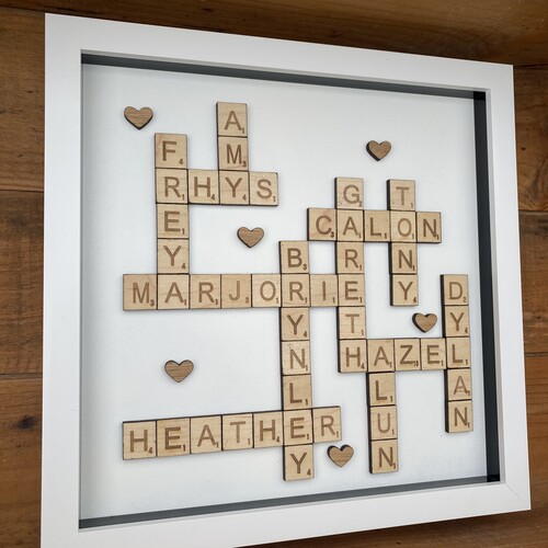 XL LED Customised Scrabble Family Name Box Frame
