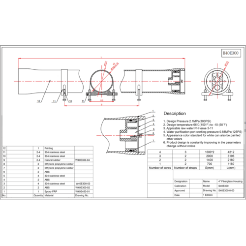 FRP- 4040 R.O. Membrane Housing