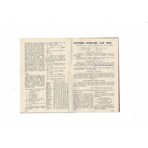 1950/51 Brentford v Cardiff City Football Programme