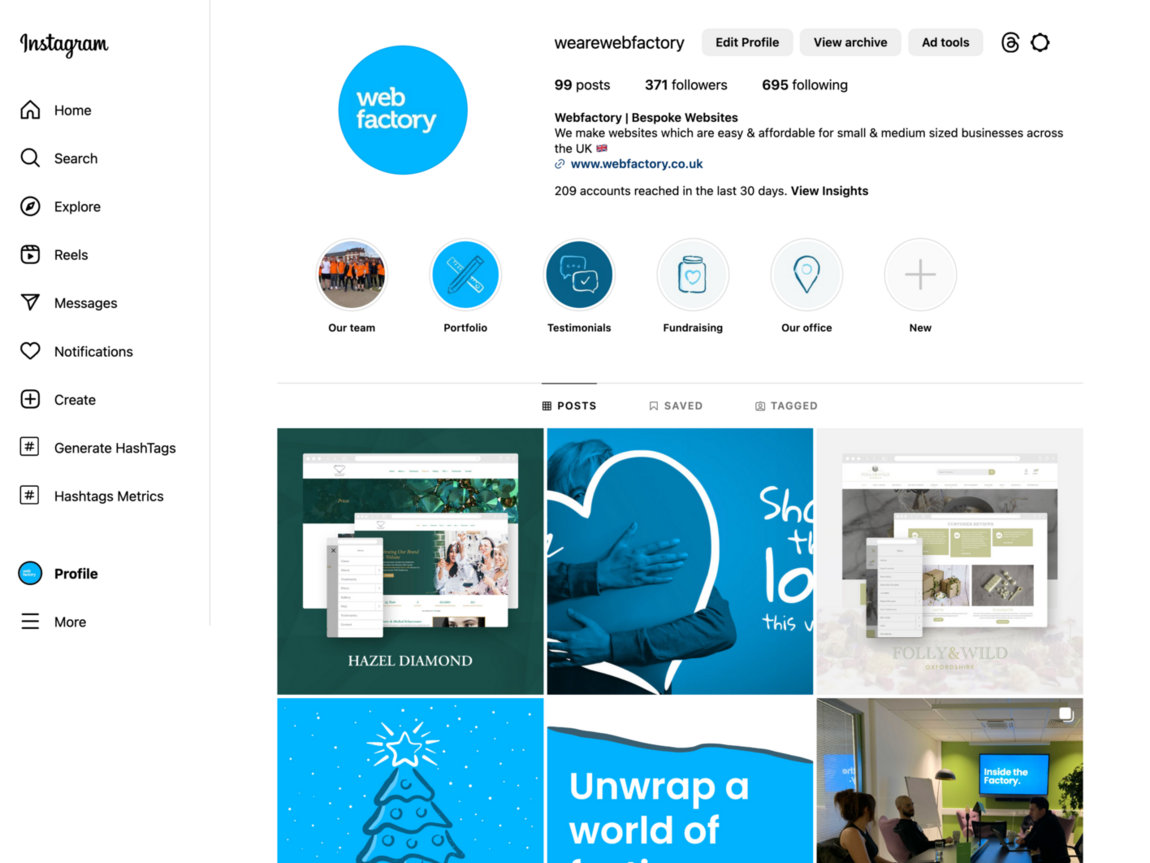 Webfactory Instagram page