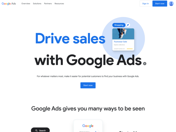 Google Ads sign in page