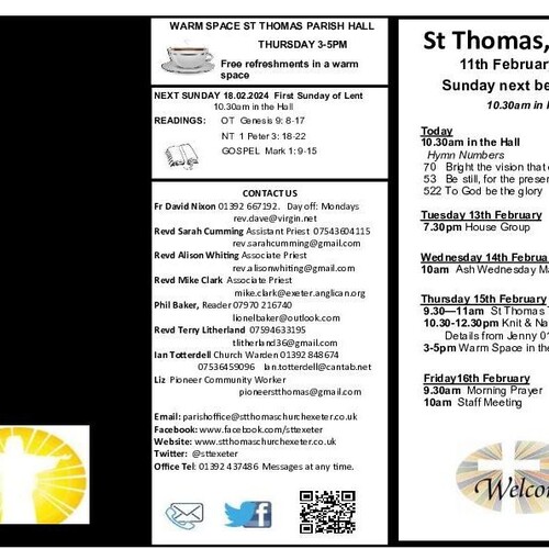 Pew Sheet | The Parish of St Thomas, Exeter