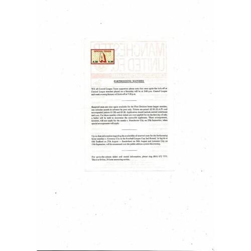 Manchester United v Bolton Wanderers Central League Football Programme 1980/81