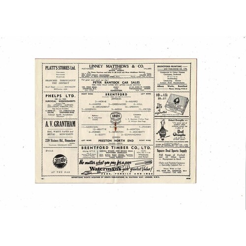 1950/51 Brentford v Preston Football Programme
