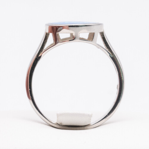 Bezel set blue opalite stone on 925 sterling silver ring
