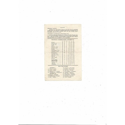 Brentford v Reading Football Combination Programme 1959/60