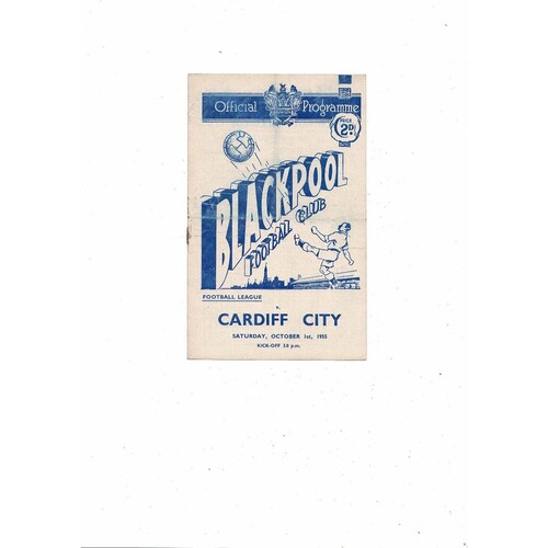 1955/56 Blackpool v Cardiff City Football Programme