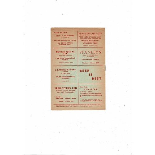 1967/68 Windsor & Eton v Harrow Borough Athenian League Football Programme