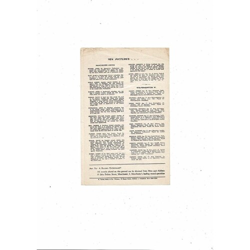 Manchester United v Wolves FA Youth Cup Football Programme 1963/64