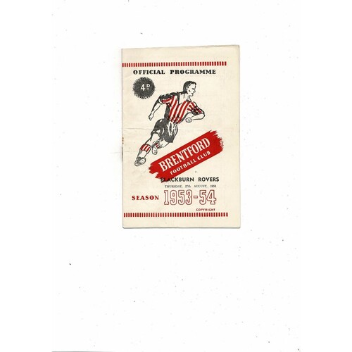 1953/54 Brentford v Blackburn Rovers Football Programme