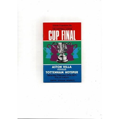 1971 Aston Villa v Tottenham Hotspur League Cup Final Football Programme + Review