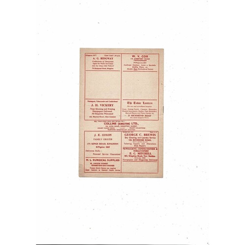 1962/63 Kingstonian v Oxford City Isthmian League Football Programme